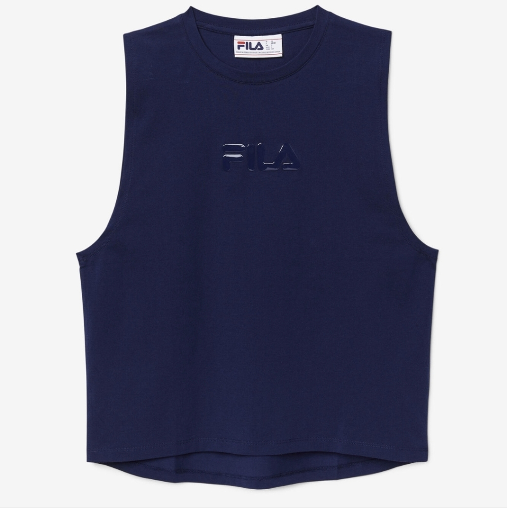 Fila Diella Tank Womens Navy Sleeveless Top 100% Cotton